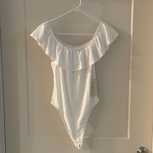 Everly Grey White Ruffled Bodysuit